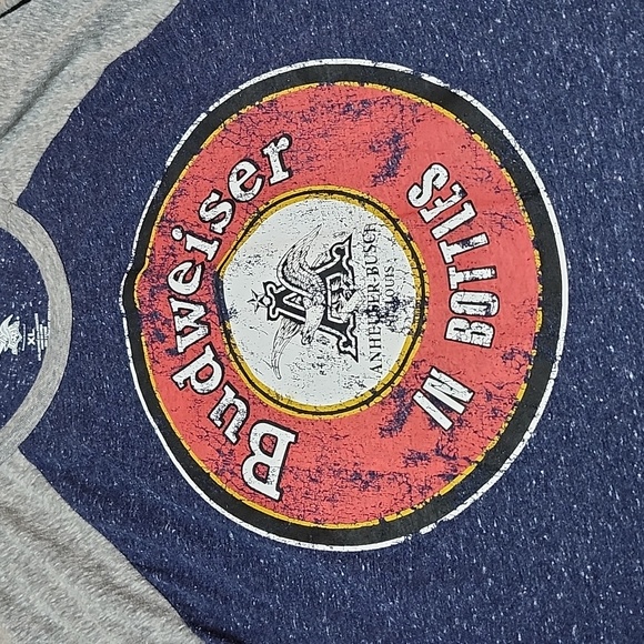ANHEUSER-BUSCH RETRO BUDWEISER IN BOTTLES 2016 RAGLAN-SLEEVES GRAPHIC TEE-SHIRT - Picture 2 of 11